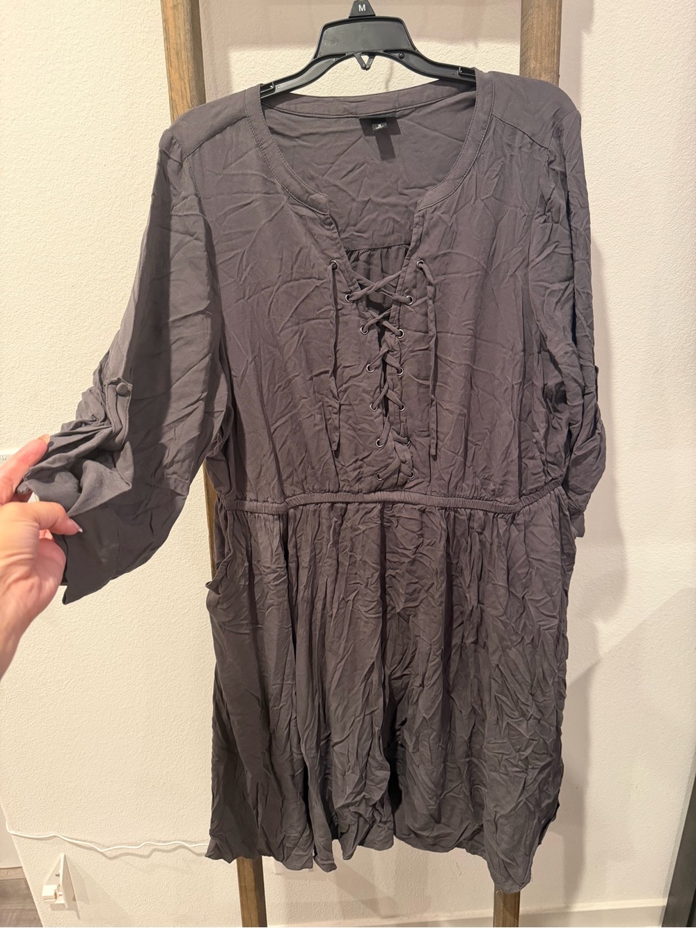 torrid Charcoal Lace-Up Tunic Dress